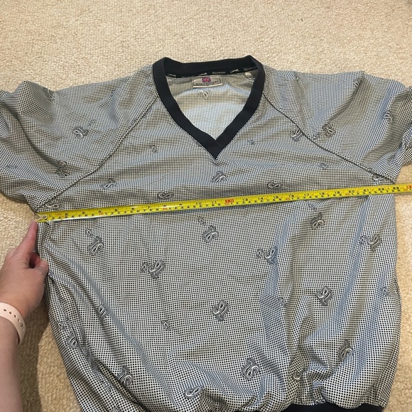 Slazenger Vintage Paisley V-Neck Golf Pullover Windbreaker Black White Medium - Picture 11 of 13